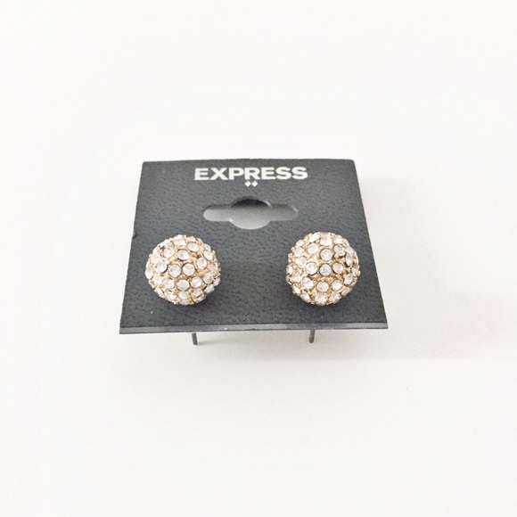 Express gold pavè stud earrings - Picture 2 of 2